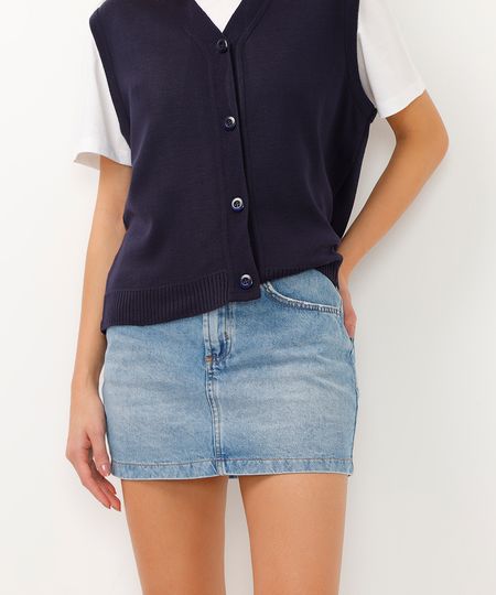 saia jeans curta cintura alta azul 40 saia jeans curta cintura alta azul 40