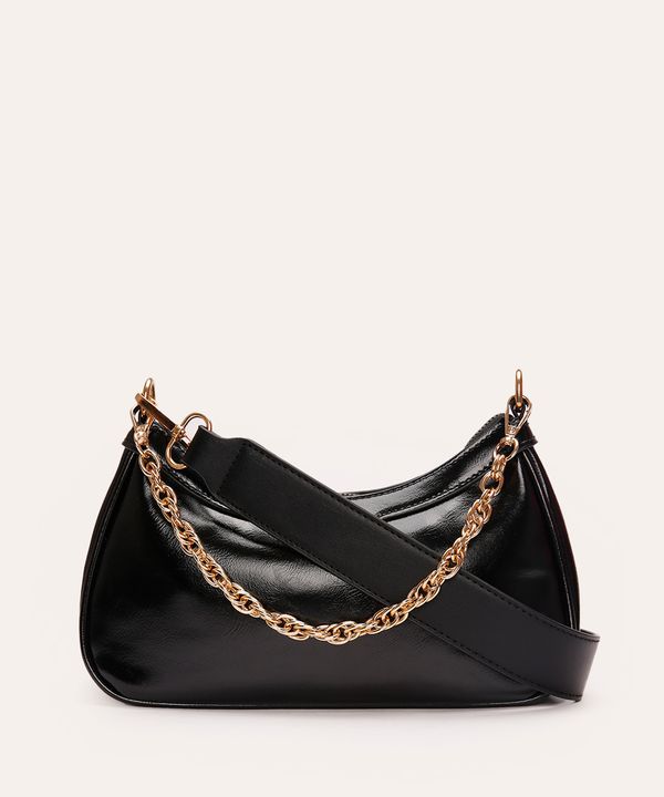 bolsa baguete com alça corrente preto UNICO