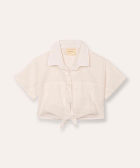 camisa de algodão infantil com nó off white 4