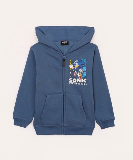 blusão de moletom infantil sonic azul 4