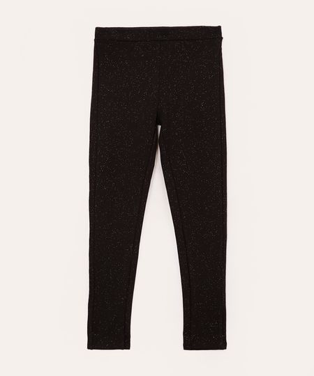 calça legging forrada infantil com brilho preto 4