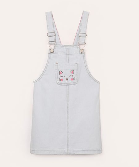salopete jeans infantil gatinha azul 1