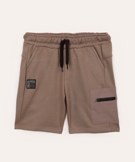bermuda infantil de moletom cargo cinza 10
