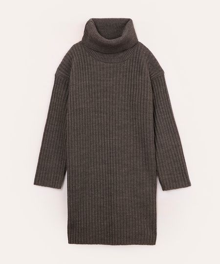 vestido infantil de tricot canelado cinza 6