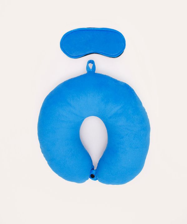 apoio de pescoço com máscara de dormir azul UNICO