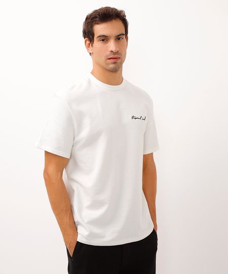 camiseta relaxed de algodão texturizada tropical soul off white PP