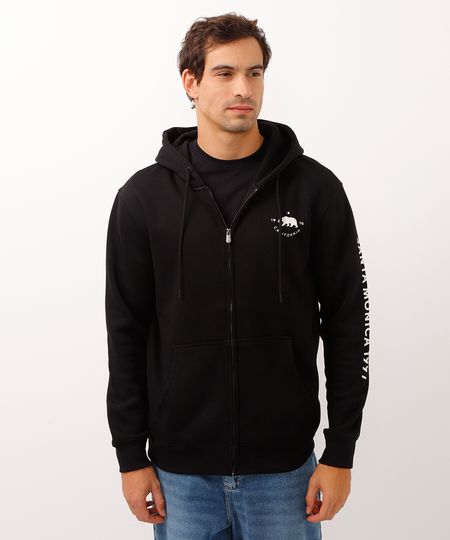 blusão de moletom com zíper california preto P