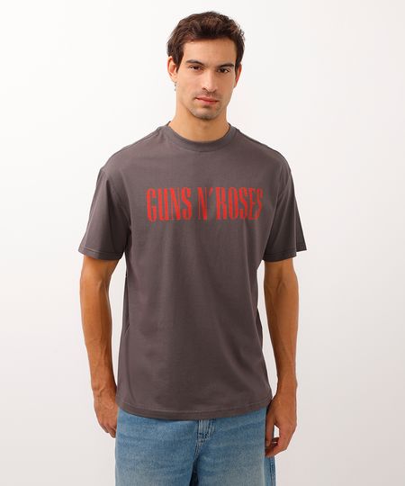camiseta de algodão relaxed guns n roses cinza PP camiseta de algodão relaxed guns n roses cinza PP
