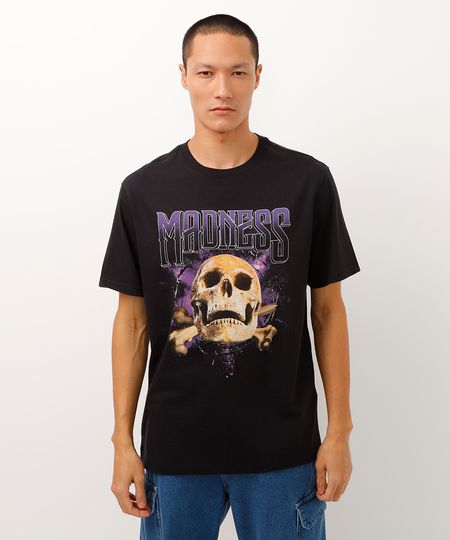 camiseta de algodão manga curta madness preta P