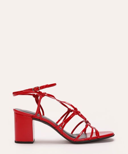sandália verniz salto bloco médio oneself vermelho 34 sandália verniz salto bloco médio oneself vermelho 34