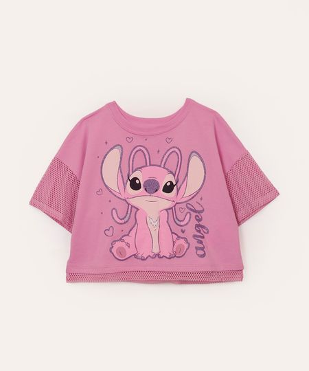 cropped de algodão infantil angel rosa 6