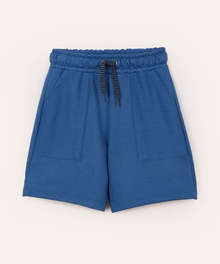bermuda de moletom infantil com bolsos azul marinho 6