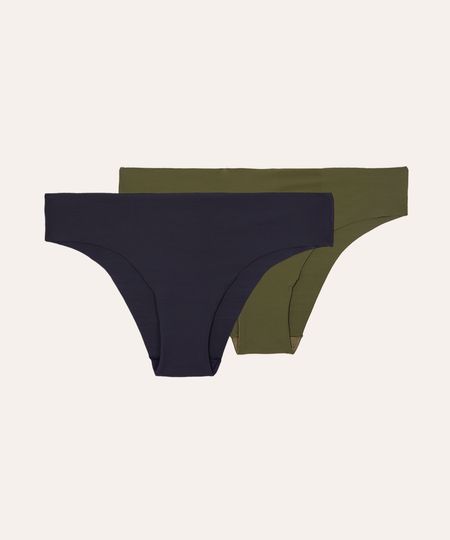 kit de 2 calcinhas biquíni sem costura colorida G kit de 2 calcinhas biquíni sem costura colorida G