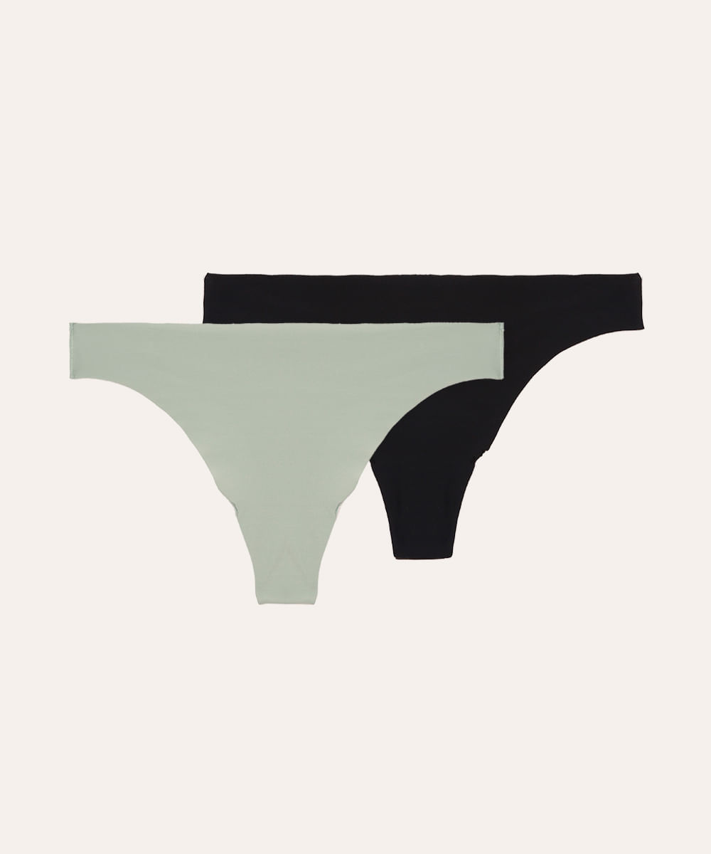 kit de 2 calcinhas fio dental sem costura colorida