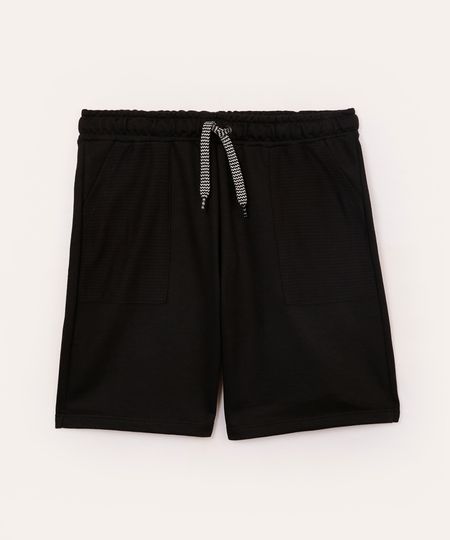 bermuda de moletom infantil com bolsos preta 12