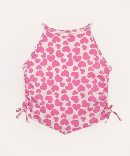 blusa de algodão infantil coração com franzido colorido 6