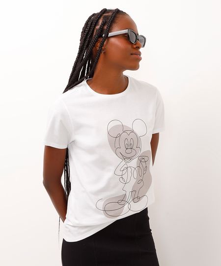camiseta de algodão mickey metalizado off white PP