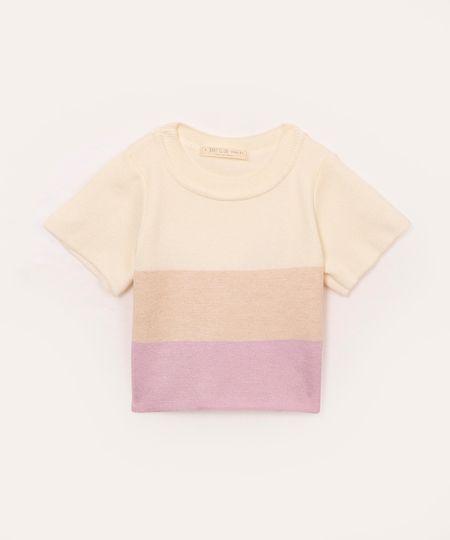 camiseta de tricot infantil listrada colorida 1