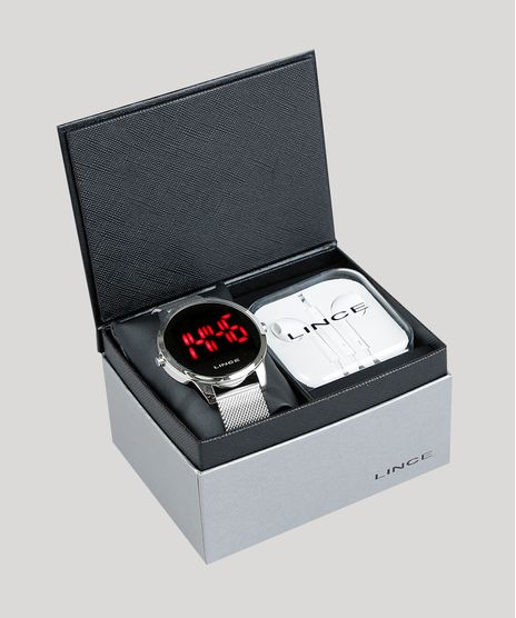 Kit-de-Relogio-Digital-Lince-Masculino---Fone-de-Ouvido---MDM4586L-KD75PXSX-Prateado-9396612-Prateado_1