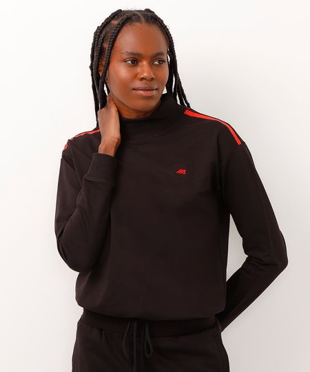 blusão de moletom gola alta esportivo ace preto P blusão de moletom gola alta esportivo ace preto P