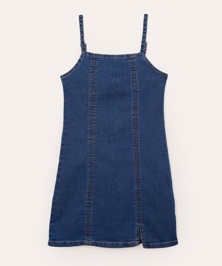 vestido curto jeans com fenda juvenil azul 14