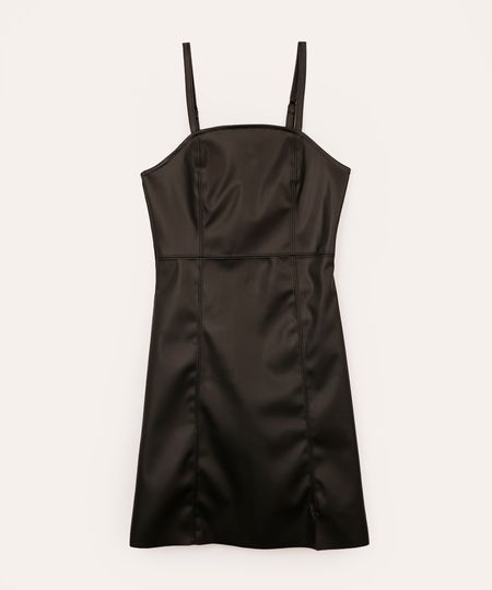 vestido curto de poliuretano juvenil preto 12