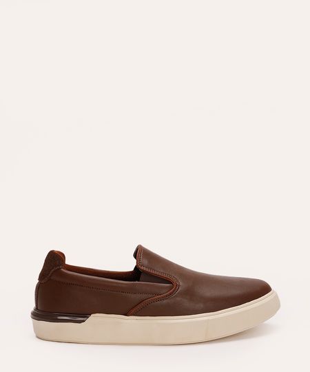 tênis slip on com recorte oneself caramelo 38