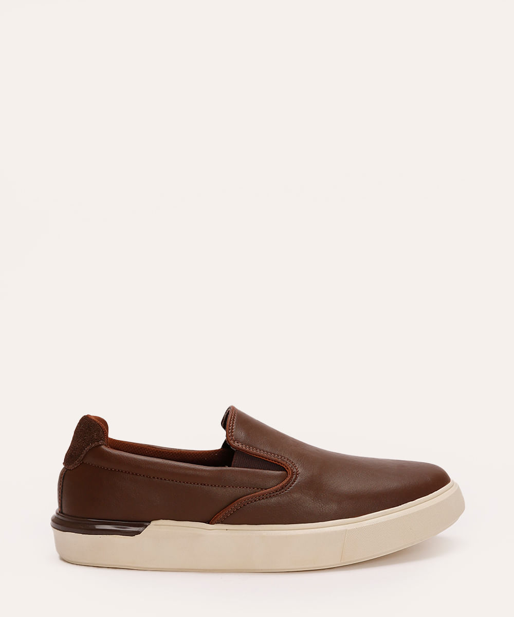 tênis slip on com recorte oneself caramelo