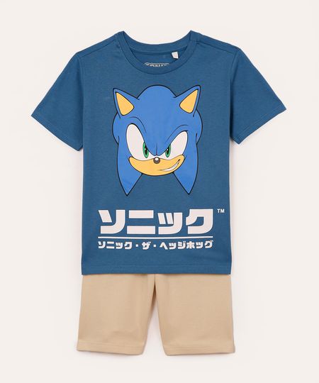 conjunto curto de algodão infantil sonic azul 4 conjunto curto de algodão infantil sonic azul 4