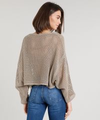 Blusa-Feminina-em-Trico-Ampla-Manga-Longa-Decote-Redondo-Kaki-9374678-Kaki_2