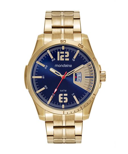 relógio mondaine 32578gpmvde1kk analógico com calendário dourado UNICO
