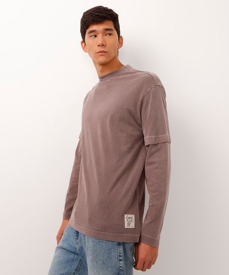 camiseta de algodão manga longa soho marrom PP camiseta de algodão manga longa soho marrom PP