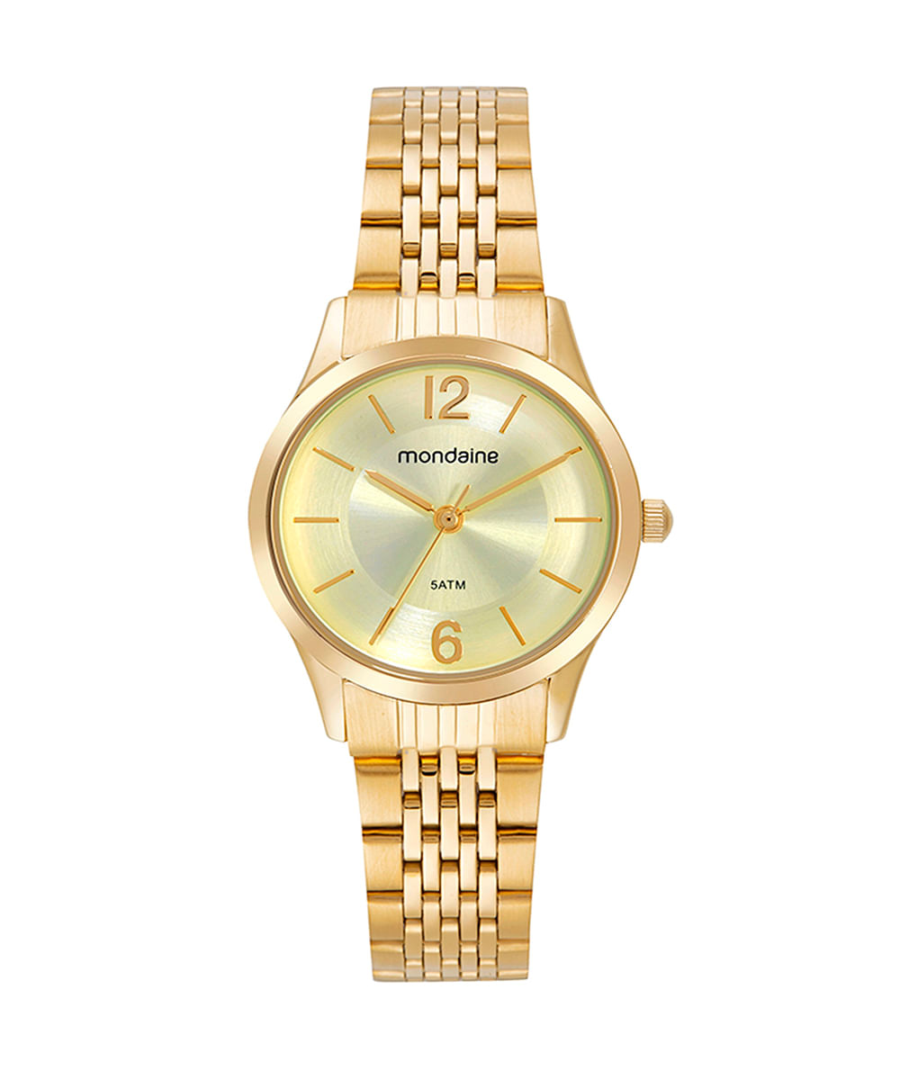 relógio mondaine 32698lpmvde1kk analógico dourado