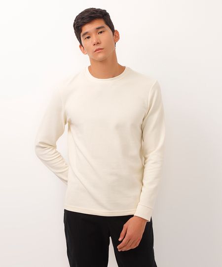 camiseta manga longa texturizada off white P