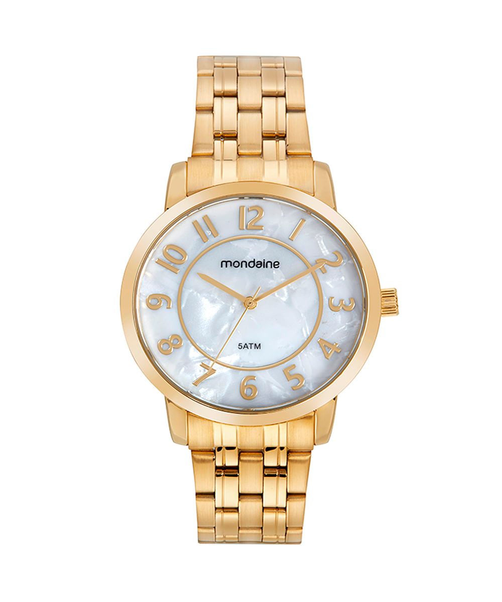 relógio mondaine 99716lpmvde1kk analógico dourado