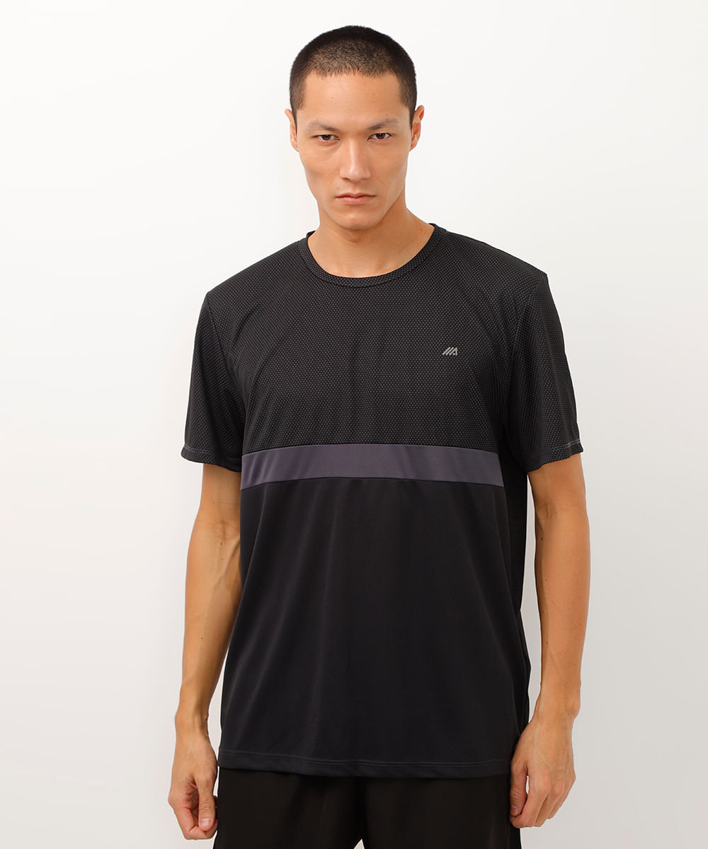 camiseta esportiva ace manga curta com recorte chumbo