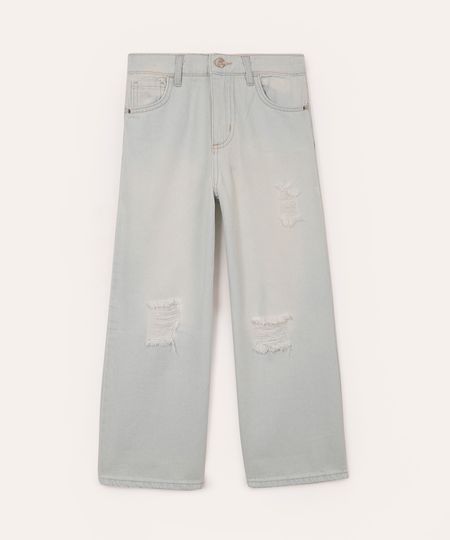 calça jeans infantil wide leg azul claro 4