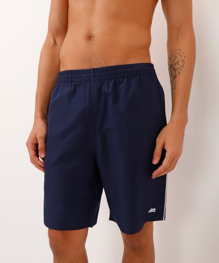 bermuda reta com nervuras na lateral esportiva ace azul P bermuda reta com nervuras na lateral esportiva ace azul P