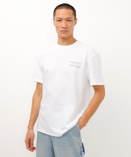 camiseta de algodão relaxed fit sunflow atelier branca GG camiseta de algodão relaxed fit sunflow atelier branca GG