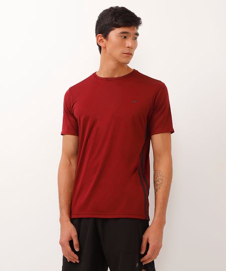 camiseta gola careca com listra lateral esportivo ace vinho P