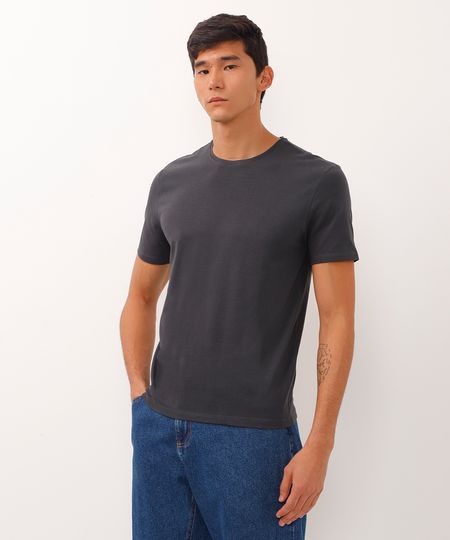 camiseta slim básica manga curta - cinza escuro G camiseta slim básica manga curta - cinza escuro G