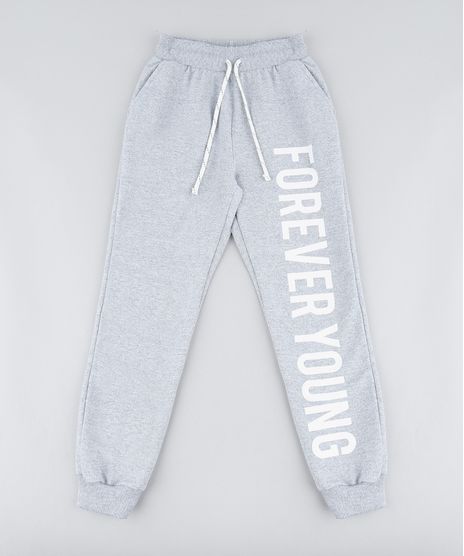 Calca-Infantil-em-Moletom--Forever-Young--Cinza-Mescla-Claro-9329494-Cinza_Mescla_Claro_1