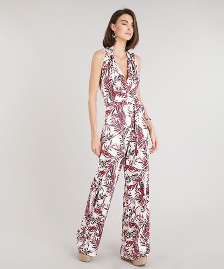 Macacao-Feminino-Estampado-de-Folhagens-com-Cinto-Decote-V-Off-White-9316949-Off_White_1