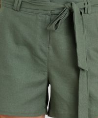 Short-Feminino-em-Linho-com-Faixa-Verde-Militar-9327280-Verde_Militar_4