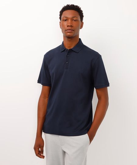 polo comfort de algodão azul marinho P