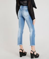Calca-Jeans-Feminina-Reta-Vintage-com-Rasgos-Azul-Claro-9346395-Azul_Claro_2