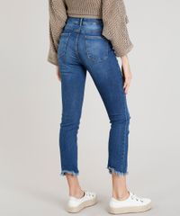 Calca-Jeans-Feminina-Reta-Vintage-com-Rasgos-Azul-Medio-9346396-Azul_Medio_2