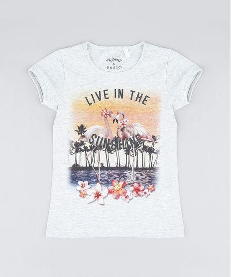 Blusa-Infantil-Flamingos-Manga-Curta-Decote-Redondo-Cinza-Mescla-Claro-9304202-Cinza_Mescla_Claro_1