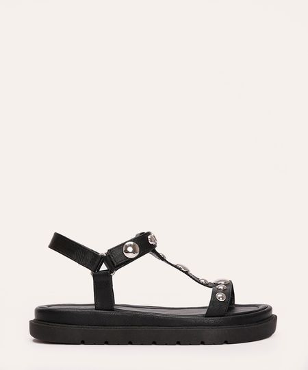 rasteirinha flatform tratorada com tachas oneself preto 38