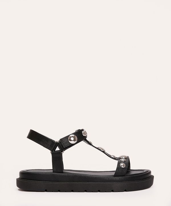 rasteirinha flatform tratorada com tachas oneself preto 39